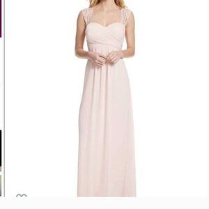 Samantha Paige Formal Dress womens 2 Pink A Line Chiffon Maxi Straps Bridesmaid